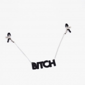 Зажимы на соски с кожаной подвеской Bitch - Crazy Handmade - купить с доставкой в Абакане