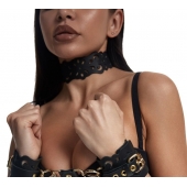 Черный ажурный чокер с золотистой фурнитурой - Crazy Handmade - купить с доставкой в Абакане