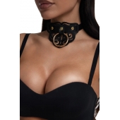 Черный чокер с клепками и золотистой фурнитурой - Crazy Handmade - купить с доставкой в Абакане