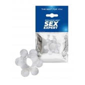 Прозрачное эрекционное кольцо с 6 стимулирующими шариками - Sex Expert - в Абакане купить с доставкой