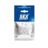 Прозрачное эластичное эрекционное кольцо с 6 шариками - Sex Expert - в Абакане купить с доставкой