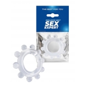 Прозрачное эрекционное кольцо со стимулирующими шариками - Sex Expert - в Абакане купить с доставкой