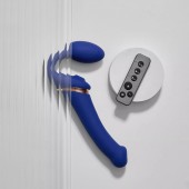 Синий безремневой страпон Multi Orgasm Bendable Strap-On size XL с клиторальной стимуляцией - Strap-on-me - купить с доставкой в Абакане