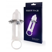 Эластичная насадка на пенис с подхватом мошонки и стимулирующими «ресничками» - Sextaz - в Абакане купить с доставкой