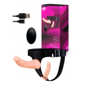 Женский страпон с 2 насадками, вибрацией и пультом ДУ - Erowoman-Eroman - купить с доставкой в Абакане