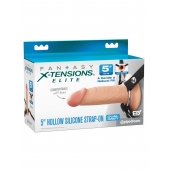 Телесный пустотелый фаллопротез 5’’ Hollow Silicone Strap-On - 14 см. - Pipedream - купить с доставкой в Абакане