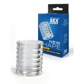 Прозрачная сквозная насадка на пенис с ребрышками - Sex Expert - в Абакане купить с доставкой