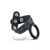 Черное эрекционное кольцо с подхватом мошонки на кнопках VS6 - Blush Novelties - в Абакане купить с доставкой
