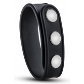 Черное эрекционное кольцо на кнопках - Blush Novelties - в Абакане купить с доставкой