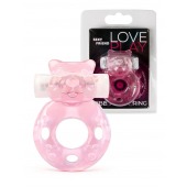 Розовое эрекционное виброкольцо в форме мишки - 1137 - в Абакане купить с доставкой