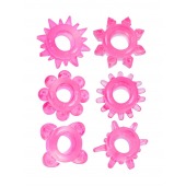 Набор из 6 розовых эрекционных колец с различным рельефом - Erowoman-Eroman - в Абакане купить с доставкой