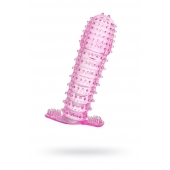 Гелевая розовая насадка с шипами - 12 см. - Toyfa Basic - в Абакане купить с доставкой