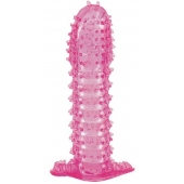 Гелевая розовая насадка с шипами - 12 см. - Toyfa Basic - в Абакане купить с доставкой