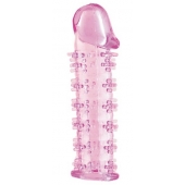 Гелевая розовая насадка на фаллос с шипами - 12 см. - Toyfa Basic - в Абакане купить с доставкой