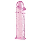 Гладкая розовая насадка с усиками под головкой - 12,5 см. - Toyfa Basic - в Абакане купить с доставкой