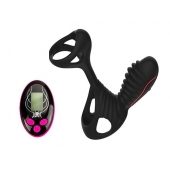 Чёрная насадка на фаллос Gladiator + LRS  с трехкнопочным пультом управления - Adrien Lastic - в Абакане купить с доставкой