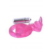Розовая вибронасадка со стимулятор клитора   Язычок - Toyfa Basic - в Абакане купить с доставкой