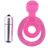 Розовая вибронасадка со стимулятор клитора   Язычок - Toyfa Basic - в Абакане купить с доставкой