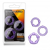 Набор из 3 фиолетовых эрекционных колец Stay Hard Beaded Cockrings - Blush Novelties - в Абакане купить с доставкой