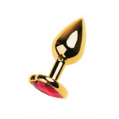 Золотистая анальная пробка с кристаллом-сердцем - 7,5 см. - ToyFa - купить с доставкой в Абакане