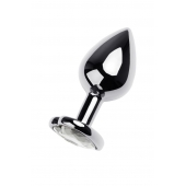 Серебристая анальная пробка с прозрачным кристаллом-сердцем - 8 см. - ToyFa - купить с доставкой в Абакане