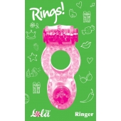 Розовое эрекционное кольцо с вибрацией Rings Ringer - Lola Games - в Абакане купить с доставкой