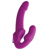 Ярко-розовый безремневой вибрострапон Evoke Vibrating Strapless Silicone Strap-on Dildo - XR Brands - купить с доставкой в Абакане