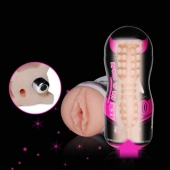 Мастурбатор-вагина Sex In A Can Vibra Vagina Tunnel - Lovetoy - в Абакане купить с доставкой