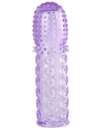 Насадка гелевая фиолетовая с точками, шипами и наплывами - 13,5 см. - Toyfa Basic - в Абакане купить с доставкой