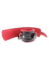 Лаковые чёрно-красные перфорированные наручники - БДСМ Арсенал - купить с доставкой в Абакане