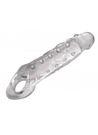 Прозразная закрытая насадка на пенис с поддержкой мошонки Clearly Ample Penis Enhancer - 22 см. - XR Brands - в Абакане купить с доставкой