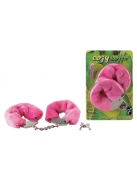 Розовые меховые наручники в комплекте с ключами - Gopaldas - купить с доставкой в Абакане