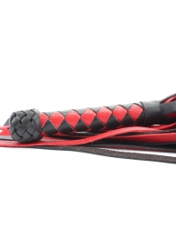 Черно-красная плеть с плетеной ромбовидной ручкой - 58 см. - БДСМ Арсенал - купить с доставкой в Абакане
