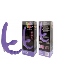 Фиолетовый безремневой страпон с анальным отростком и вибрацией - 15 см. - Bior toys - купить с доставкой в Абакане