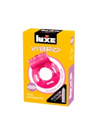 Розовое эрекционное виброкольцо Luxe VIBRO  Ужас Альпиниста  + презерватив - Luxe - в Абакане купить с доставкой
