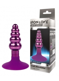 Фиолетовая анальная пробка-елочка с ограничителем - 9 см. - Bior toys