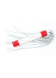Бело-красная плеть средней длины с ручкой - 44 см. - БДСМ Арсенал - купить с доставкой в Абакане