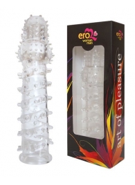 Закрытая прозрачная рельефная насадка с шипиками Crystal sleeve - 13,5 см. - Erowoman-Eroman - в Абакане купить с доставкой