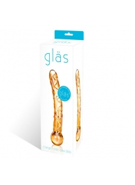 Золотистый стеклянный изогнутый фаллоимитатор - Glas