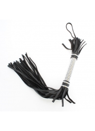 Черная плеть с серебристой ручкой - 44 см. - БДСМ Арсенал - купить с доставкой в Абакане