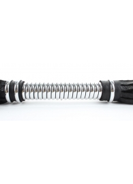 Черная длинная плеть с серебристой ручкой - 56 см. - БДСМ Арсенал - купить с доставкой в Абакане