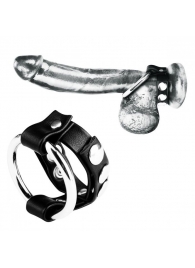Регулируемое металлическое кольцо на пенис с ремешком - BlueLine - купить с доставкой в Абакане