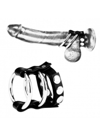 Двойное металлическое кольцо на пенис с регулируемым ремешком - BlueLine - купить с доставкой в Абакане
