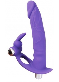 Фиолетовая вибронасадка для двойного проникновения - 15 см. - Bior toys - купить с доставкой в Абакане