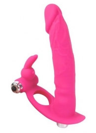 Ярко-розовая вибронасадка для двойного проникновения - 15 см. - Bior toys - купить с доставкой в Абакане