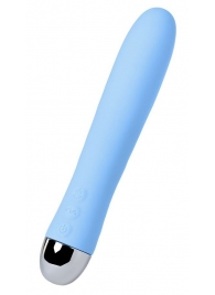 Голубой силиконовый вибратор с функцией нагрева и пульсирующими шариками FAHRENHEIT - 19 см. - ToyFa