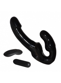 Черный безремневой анатомический страпон с вибрацией - Джага-Джага - купить с доставкой в Абакане