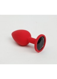 Красная анальная пробка с черным стразом - 7,6 см. - 4sexdreaM - купить с доставкой в Абакане