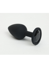 Черная анальная пробка с черным стразом - 7,6 см. - 4sexdreaM - купить с доставкой в Абакане