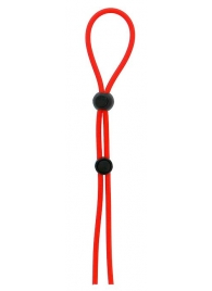 Красное лассо на пенис с двумя бусинами STRETCHY LASSO CAGE - Dream Toys - в Абакане купить с доставкой